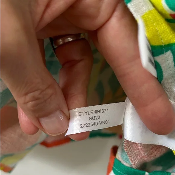 J. Crew Dress Size 12 Novelty Fruit Print Linen Tiered Ruffled Midi Beach Resort - Picture 10 of 15